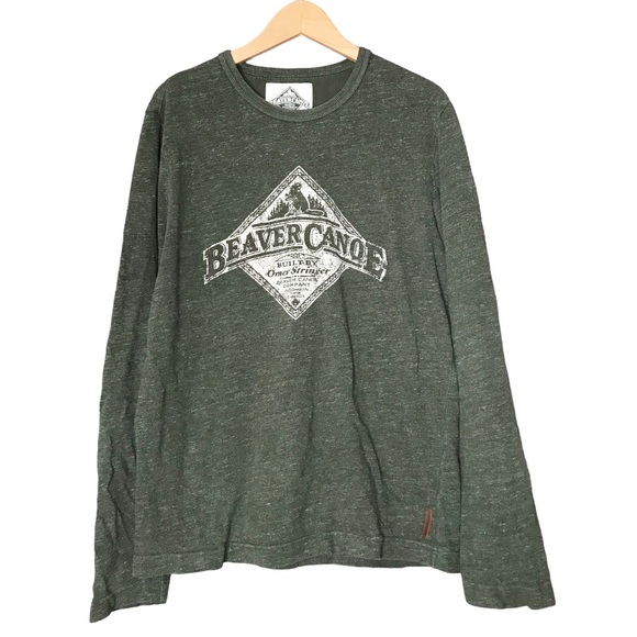 Beaver Canoe Shirts Large Roots Beaver Canoe Crew Neck Forest Deep